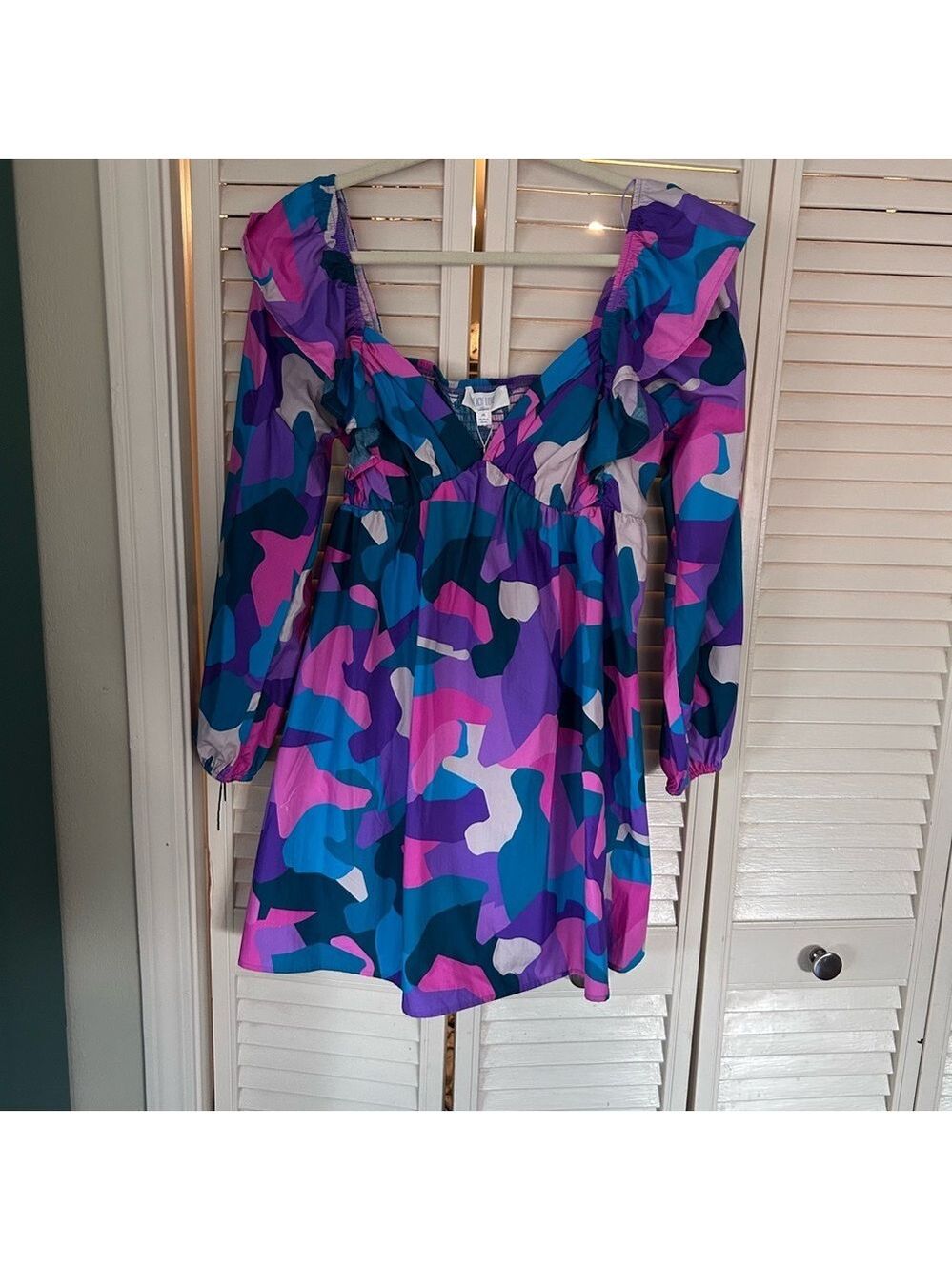 Peach Love California Vibrant Camo Long Sleeve Dress - Picture 2 of 3